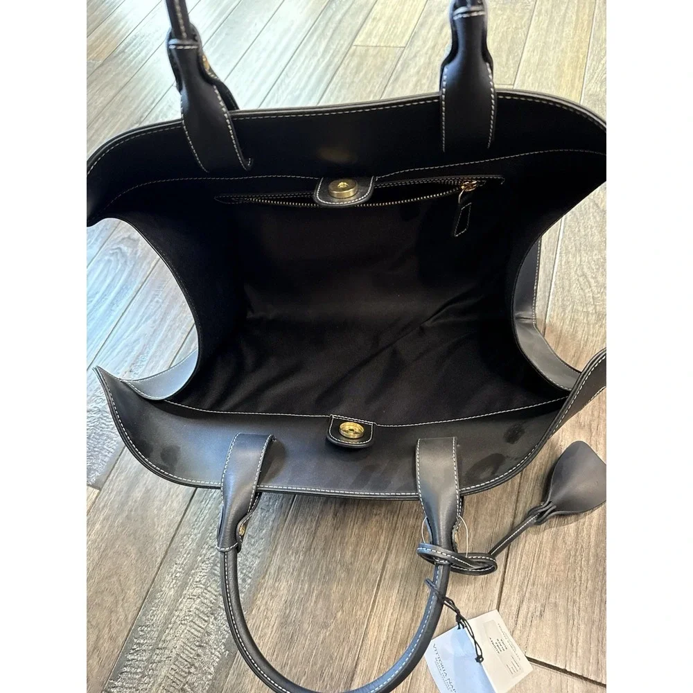 Vittoria Napoli Audrey Satchel Womens‎ OS Black Ruga Leather Made in Italy 3082